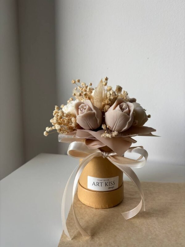 Mini Candle box kwiatowy-beżowy