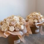 Flower Box ze świec sojowych - M Beż