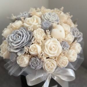 Flower Box L - Świece Sojowe w Odcieniach Szarości