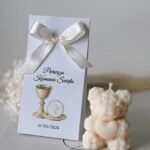 Pamiątka dla Gości na Pierwszą Komunię Świętą - Miś z sercem